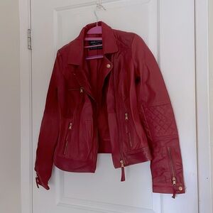 ZARA TRF Red Leather Jacket